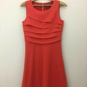 Wanko Orange Sleeveless Pleated Polyester Fashion Ladies Dress Size 34 Small NWT